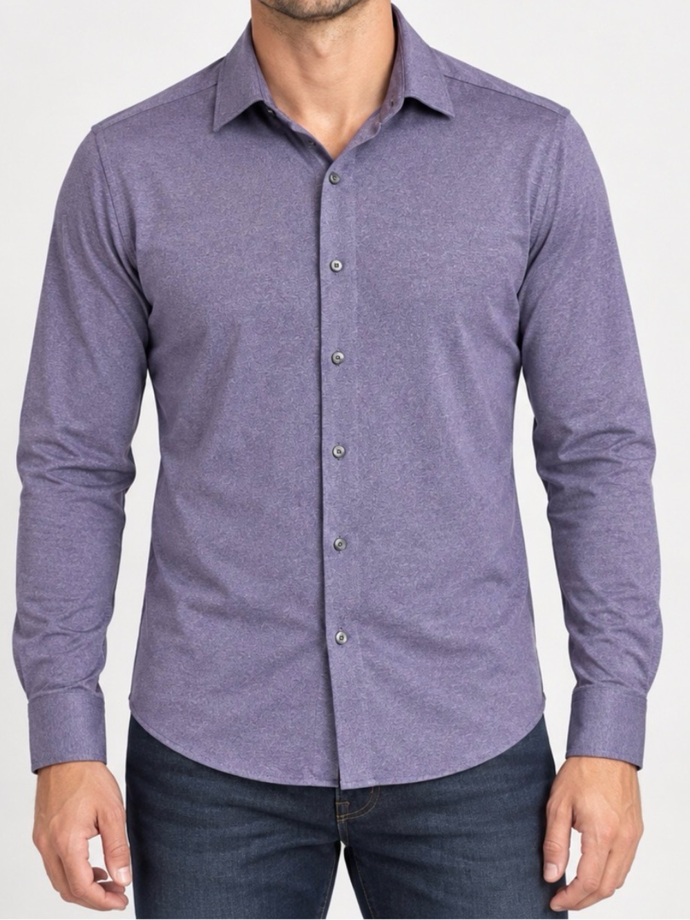 APT.9 Men’s Slim Fit Purple Heather Stretch Button Down Shirt Size S NWOT